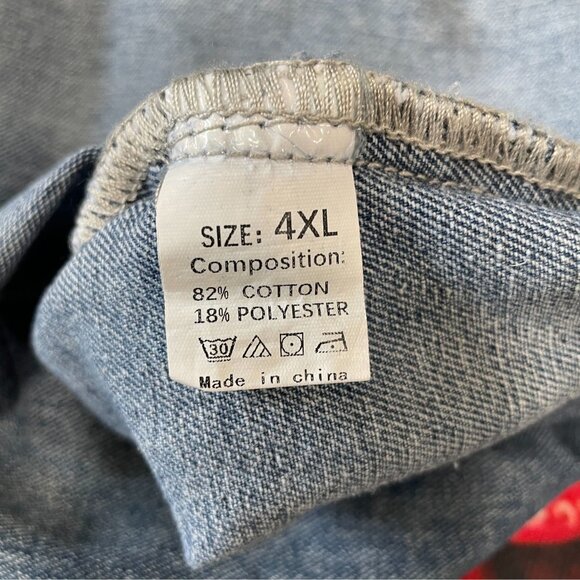 Oversized Denim Jacket Blue Distressed Unbranded 4XL Streetwear Casual Layering - Picture 4 of 9